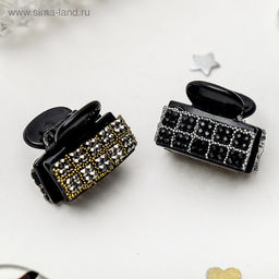 Цена за 12 шт. Крабик для волос «Пересвет», квадратики, 2.5 см, МИКС