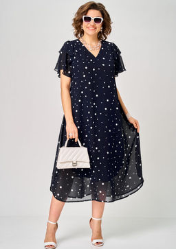 Платье EVA GRANT 7116 синий горох