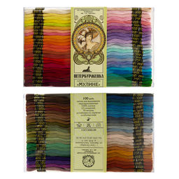 Нитки для вышивания ПНК им. Кирова мулине 100% хлопок 100 цв. x 10 м ассорти Петербурженка