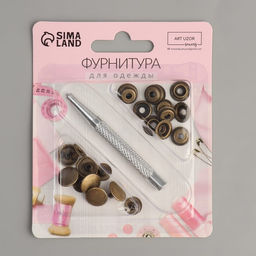 Цена за 2 шт. Кнопки установочные, Омега (О-образные), d = 13 мм, 6 шт, с установщиком, цвет антик - Арт узор фото 4