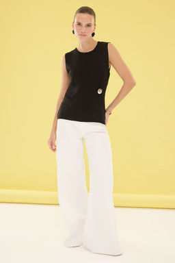 Siyah Aksesuar Detayl? Bisiklet Yaka Ince Bluz TWOSS25BZ00312 - Trendyolmilla фото 2