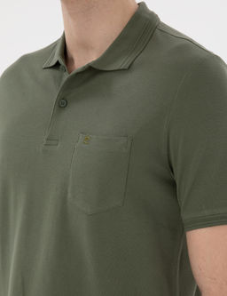 Haki Regular Fit %100 Pamuk Polo Yaka Basic Ti__rt