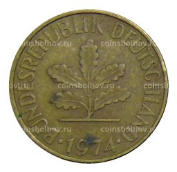 Монета 10 пфеннигов 1974 года F Германия