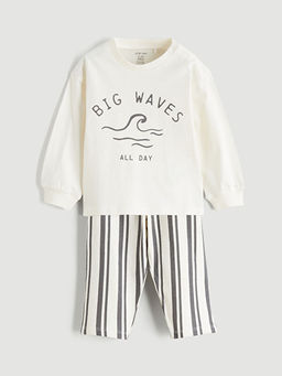 Bask?l? Erkek Bebek Ti??rt ve Pantolon