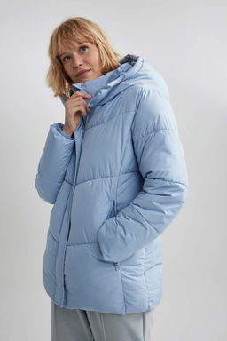 Водонепроницаемое пальто DeFactoFit стандартной посадки с капюшоном и флисовой подкладкой  фото 4