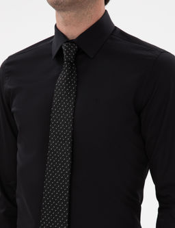 Black Slim Fit Basic рубашка с длинным рукавом - Cacharel фото 7