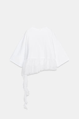 CAMISETA COMBINADA VOLANTES / Blanco - Zara фото 8