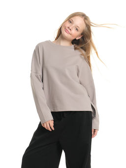 Свитшот для девочки однотонный 22-7685 серый - Mini maxi фото 10