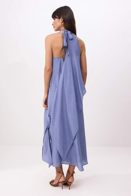 Mavi C?kar?labilir Sal Detayl? Dokuma Elbise TWOSS26EL00662