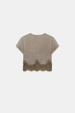 FADED-EFFECT LACE CROP TOP - Zara фото 6