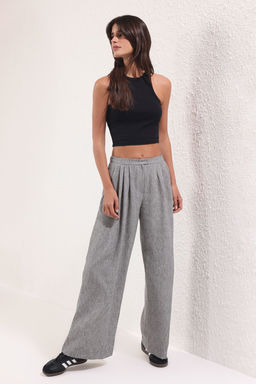 Gri Wide Leg/Genis Paca Dokuma Pantolon TWOSS25PL00107 Palazzo - Trendyolmilla фото 2