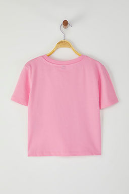 TRENDYOLMILLA Pembe Fiyonk Detayl? Crop K?sa Kollu Orme T-Shirt TWOSS24TS00248 фото 17