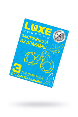 Презервативы Luxe, конверт Заключенный из Алабамы, латекс, банан, 18 см, 5,2 см, 3 шт.