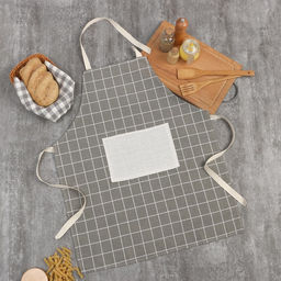 Фартук Экономь и Я Клетка.цвет бежевый, 56*704см, 100% хл, рогожка