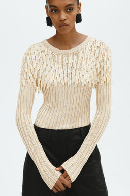 Top en punto acanalado con flecos - H&m фото 4