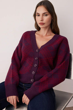 Murdum Yumusak Dokulu Baklava Desenli V Yaka Triko H?rka TWOAW26HI00229