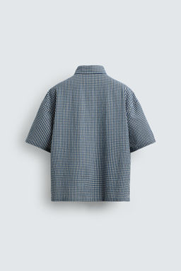 CAMISA BOXY FIT CUADROS PARCHES CONTRASTE / Azul / Blanco - Zara фото 8