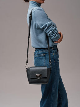 Сумка кожаная через плечо Azaro 3520 черный металлик