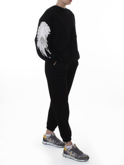 3416/3417 BLACK Костюм спортивный утепленный женский (95% хлопок, 5% эластан)