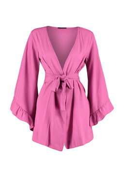 Pembe Kusakl? Dokuma Volanl? Mini Plaj Kimono&Kaftan TBESS21KM0002