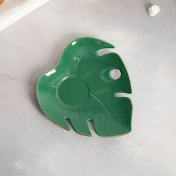 Чайная пара «Монстера», кружка 100 мл, блюдце 15х14 см