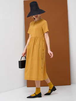 Платье хлопок OD-795-3 с планкой горчица OD-795-3 - Tantino фото 9