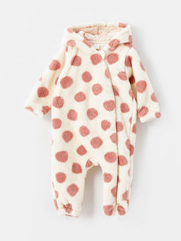 Kap??onlu Uzun Kollu Puantiyeli K?z Bebek Tulum