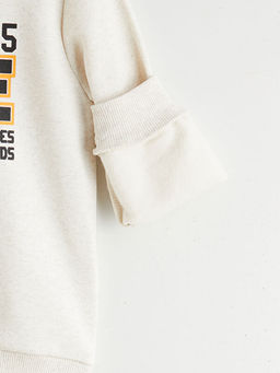 Bisiklet Yaka Bask?l? Erkek ?ocuk Sweatshirt 2li