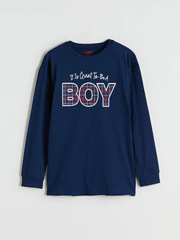 Bisiklet Yaka Bask?l? Erkek ?ocuk Pijama ?st