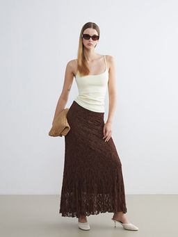 Beli Lastikli Dantelli Etek