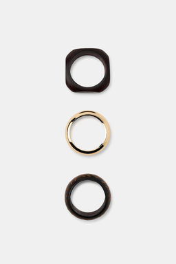 PACK 3 PULSERAS MET?LICA MADERA / Marr?n