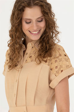 Женское верблюжье тканое платье - U.s. polo assn фото 2