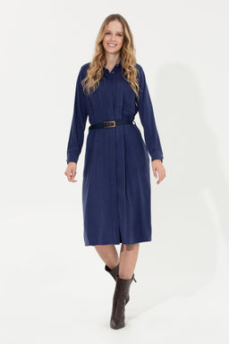 Женское синее тканое платье Неожиданная скидка в корзине - U.s. polo assn фото 8