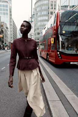 BELTED FAUX SUEDE PEPLUM JACKET - Zara фото 2