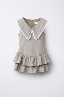 CHECK DRESS WITH RUFFLES AND LACE TRIM - Zara фото 7