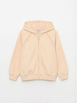 Kap??onlu K?z ?ocuk Fermuarl? Sweatshirt