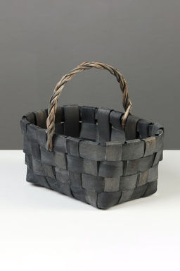 Корзина плетёная для хранения, 22×15×12 см, ручка h=12 см, ива, серая
