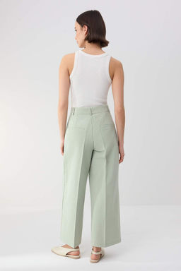 Trendyolmilla Wardrobe Essentials  Ac?k Haki Gabardin Crop Wide Leg Pantolon | TWOSS26PL00024  фото 4