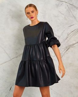 Платье из эко-кожи (без воротничка) - Incity фото 3