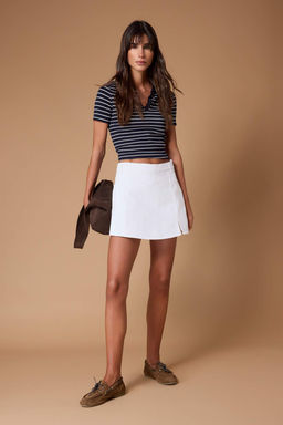 Beyaz Y?rtmacl? Denim Sort Etek TWOSS23SR00091