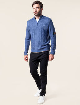 Свитер Vilatte фактурной вязки с молнией синий  фото 3