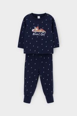 К 1637/морской синий,маленькие молнии пижама дет