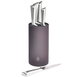 Набор ножей из нержавеющей стали Лукас 6пр, ручка из из нержавеющей стали, пластмассовая матовая подставка спагетти, серо-коричневый, TalleR (Китай)