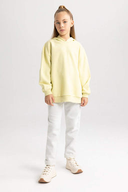 Толстовка оверсайз для девочек с капюшоном и мягкой ворсистой подкладкой - Defacto фото 2