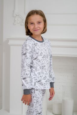 Пижама детская из интерлока Потешка котик темно серый - Амадэль фото 16