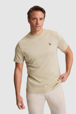 Erkek A__k Haki Regular Fit Bisiklet Yaka Basic Ti__rt
