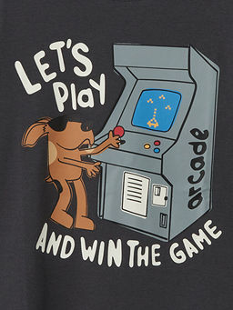 Bisiklet Yaka Bask?l? Erkek ?ocuk Ti??rt