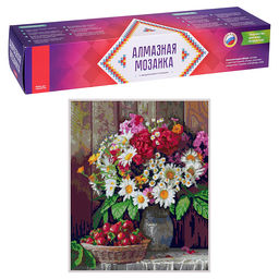 Алмазная мозаика 40*50 см (полное заполнение) "Цветы с клубникой"