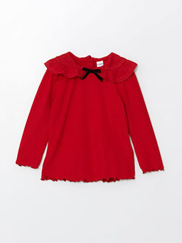 Bisiklet Yaka Dokulu K?z ?ocuk Ti??rt