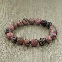 Родонит темно-розовый 10мм, браслет "Классика" длина 16см